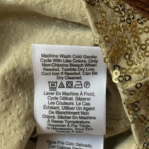DKNY Sequined Gold T-Shirt Size XXS NWT - Picture 10 of 10